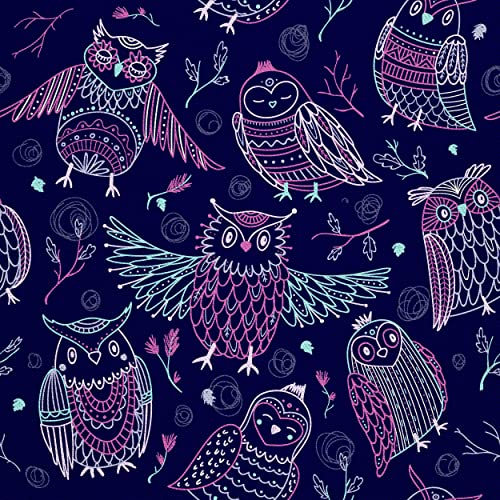 HEKO PANELS Oxford Wasserdichte Meterware Canvas-Stoff Polyester Zum Nähen Dekostoffe Wasserabweisend Blickdicht Eulen Boho 1 Meter 155 x 100 cm