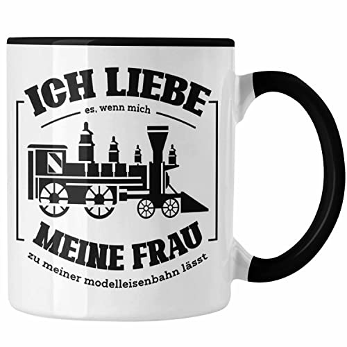 Trendation - Lustige Modelleisenbahn Tasse Geschenk für Eisenbahner (Schwarz)