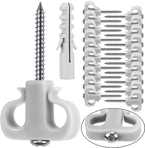 BeneLabel 20-Pack Heavy Duty Screw Hooks for Outdoor String Lights and Decorations - Easy to Install and Remove