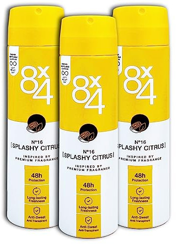 3 er Set 8x4 Deo Anti-Transpirant Spray N°16 Splashy Citrus Deospray 3 x 150 ml