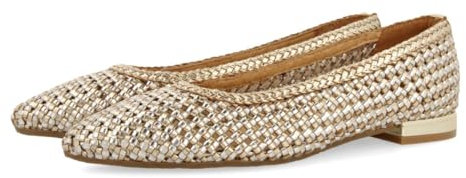 GIOSEPPO Ballerine in Pelle Intrecciata Bicolore con Punta Sottile per Donna Atherton, Oro Argento, 39 EU