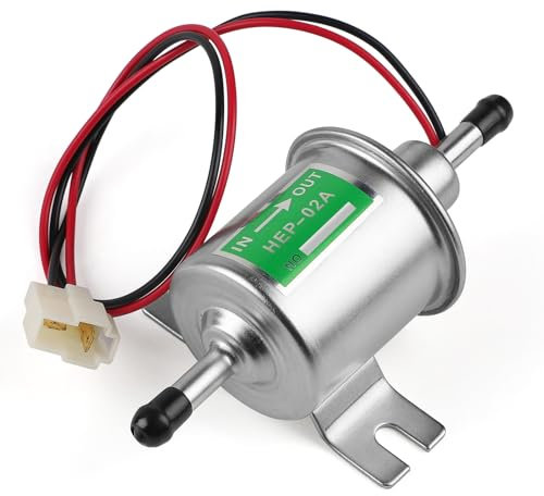 SWAWIS Pompa Carburante Elettrica, 12V Pompa Carburante Universale HEP-02A, Pompe di Benzina Pompe di Gasolio, Bassa Pressione Fuel Pump per Imbarcazioni Motocicli Automobili(Argento)