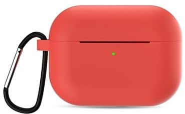 Schutzhülle für Airpods Pro2 Generation: Apple Airpods Pro 2. Generation, weiche Silikon-Schutzhülle mit Schlüsselanhänger-Haken, rot, wasserdicht, mit Staubstecker