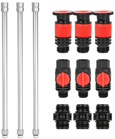 Eden 99989 Multi-Adjustable Sprinkler with Metal Extension Set (12 pcs), Connects to Most Standard (1/2 inch) Threaded Lawn and Garden Watering System