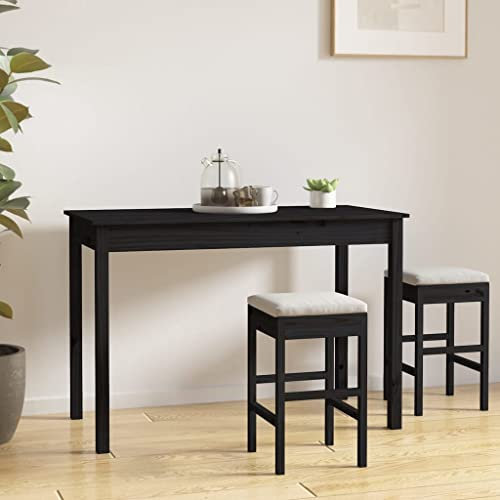 WRJENFSC Wein-Tische Computer-Tische Konferenztische Kaffee-Tische Esstisch Schwarz 110x55x75 cm Massivholz Kiefer Geeignet für Küchen, Restaurants, Cafés und Esslokale
