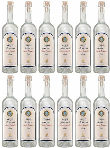Ouzo Plomari 12x 0,7l Flasche | Destillerie Arvanitis | 40% Vol. | Ouzo aus Griechenland | +20ml Jassas Olivenöl