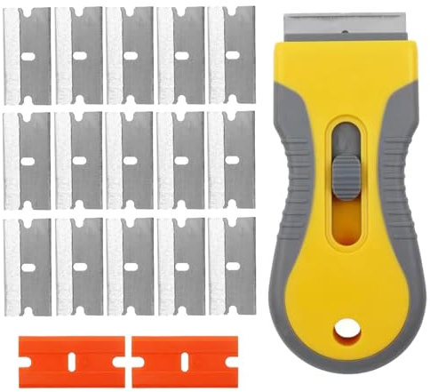 18 Pièces Plastique Super Grattoir, No Scratch Grattoir Plaque Vitrocéramique avec Lame en Métal, Lame en Plastique, Grattoir à Verre pour Plaque Induction, Sol Nettoyage, Élimine les Aliments Brûlés