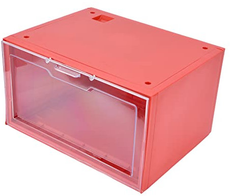 Fuerdich Schuh-Aufbewahrungsbox, Stapelbarer Kunststoff-Schuh-Organizer, Faltbare Schuhbox Mit Deckel Und LED-Leuchten Für Sneaker-Stiefelbehälter (36,9 X 29,9 X 21,6 cm)(Rot)