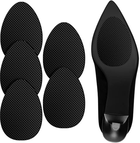 Flintronic Lot de 5 protections antidérapantes pour semelles de chaussures - Autocollants antidérapants - Réduction du bruit - Pour talons hauts - Noir