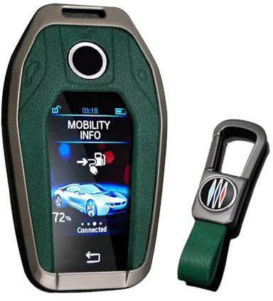 KUNIO Autoschlüssel Hülle Passt für BMW Display Key 5er 7er G01 G02 G05 G07 G11 G12 G30 G31 G32 I8 I12 I15 X3 X4 X5 X7 Schlüsselhülle Metall Schlüsseletui Schlüsselanhänger B Grün