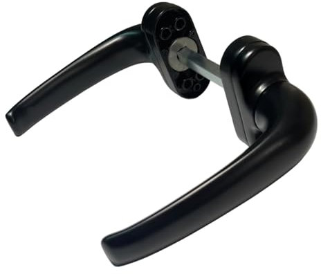 Sivenci - Juego de Manillas de Aluminio Para Puertas | Manilla de Roseta | Escudo Ovalado | Con Embellecedor | Cuadradillo de 8 mm | Manivela Reversible Ambidiestra | Lacado Negro