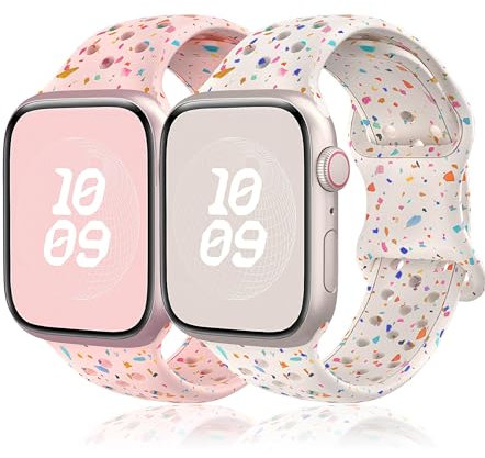 Bracelet pour Apple Watch 44mm 41mm 38mm 42mm 46mm 45mm 40mm 49mm,Bracelets Silicone pour Apple Watch Serie 10 9 8 7 6 5 4 3 2 SE Ultra 2/1,Band Nike Sport Montre iWatch Band pour Femme/Homme,2 Pack