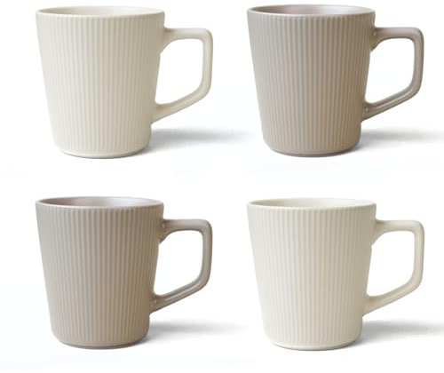 McBecdy Kaffeetassen 4er Set - Kaffeetasse Groß 500ml - Tasse Matt Keramik - Kaffeebecher set - Teetassen Set - Kaffeehäferl - Mikrowellenfest - Komfortabler Griff