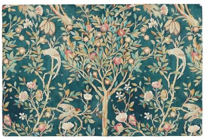 William Morris Platzsets mit Blumendruck, Platzsets für Esstisch, 6 Stück, Tischsets für Zuhause, Küche, Urlaub, Dekoration, Erdbeerdieb-3
