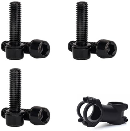 HUSABEJAIN 6 PCS Bicycle Stem Bolts M5 x 18mm Bike Stem Fixed Screws with Washers Handlebar Stem Screws Bike Disc Brake Caliper Bolts for Mountain Road Bicycle (Black)