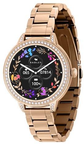 RADLEY Smart Series 33 Amoled HD Smart Watch for Women with 100+ Sports Modes, Heart Rate, Step Counter,IP68, Fitness Tracker, Sleep Monitor and Stainless Steel Rose Gold Plated Strap for IOS Android