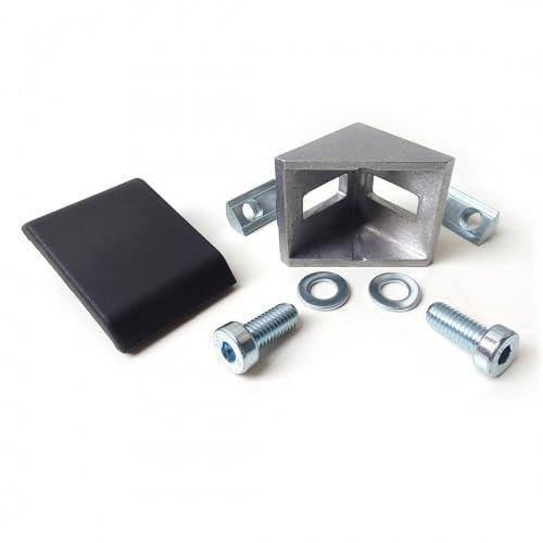 KINETIK MSystem® 10 Stück Eckwinkel Winkel 40x40 Nut 8 mit Befestigungsmaterial und Abdeckkappe Profilverbinder Winkelverbinder Aluprofil 40x40 Nut 8, item kompatibel