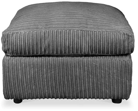 Large comfortable Footstool, Premium Cord Fabric Pouf, Ottoman for Living Room, Home Office and Sturdy Footrest with this Furniture in Multiple Colours - CFS1 (Grey)