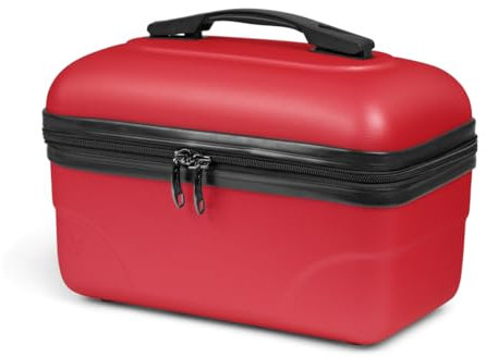 KINSTON Kosmetiktasche Vanity, Hartschale mit Griff, Reiseorganizer, Aufbewahrungsbox - Große Kapazität (Rot/Standardmodell)