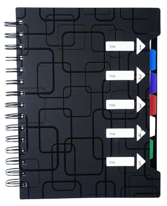 240 Feuilles (120 Pages) Cahier Intercalaire avec 5 Onglets de Couleur | A5 Journal avec 5 onglets de Couleur, Cahier Daffaires Cahiers De Projet à Spirale Doublé de Séparateur pour l'école, Travail