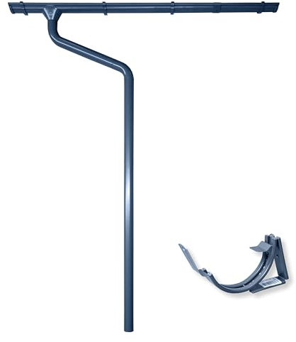 Metall Dachrinne RG 100 NW100/125 Grau | Komplettsets mit Fallrohr bis 10m Dachlänge | Stahl + Verzinkt + Top-Coat Beschichtung Typ300M | 4Home&Garden (Dachlänge: 1-Seite bis 600cm)