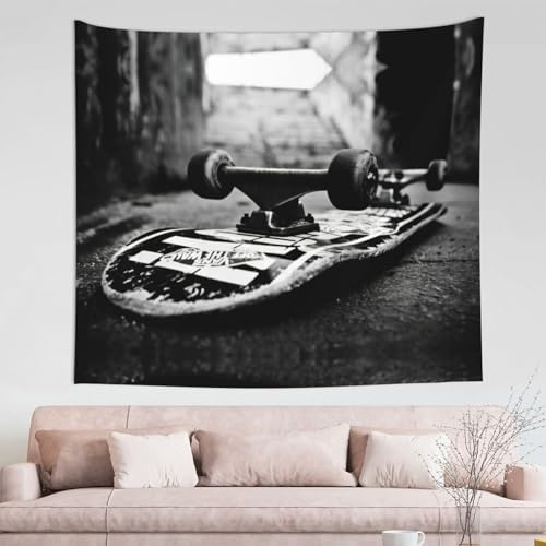 EdWal Inspirierender Wandteppich mit Skate-Board-Druck, cooler Wandkunst-Hintergrund für Wohnheim, Wohnheim, Dekoration in Rom, 130 x 152 cm