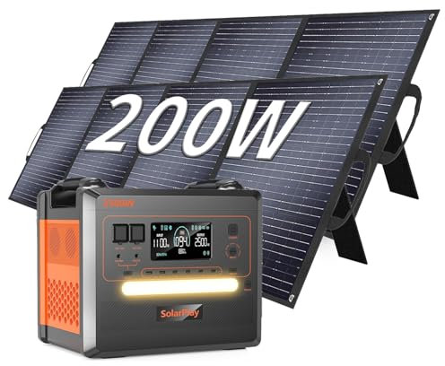 SolarPlay Q2402M Centrale Elettrica Portatile 2304 Wh LiFePO4, 2500 W Uscita Continua con Pannello Solare da 2x200 W, Generatore Portatile per Campeggio, Emergenza e Backup Casa