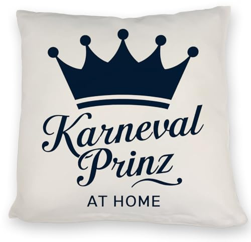 speecheese Karneval Prinz Kissen mit Blauer Krone kreatives DekoKissen für lustige Sofa- und Karnevalsdekoration