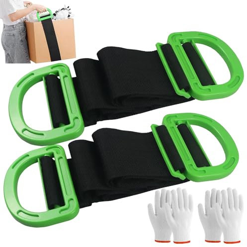 BIZOI Tragegurte Umzug, 2 Stück Transportgurt, Umzug Verstellbare Hebegurte mit 2 Handschuhe, Schwerlast Umzug Hebegurt Tragegurt für Heben Tragen Boxen, Möbeln, Haushaltsgeräten