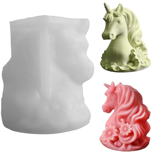 ALEFBET Moule en silicone licorne CL617 - Moules en silicone - Moule en silicone - Moule en plâtre pour couler - Moule à bougie licorne pour couler - Moules en résine époxy