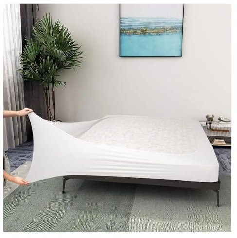 Jupes de Lit Housse de sommier King Size - Jupes de lit enveloppantes for hôtel - Housse de Protection de Matelas - Facile à Installer(White,Queen 60x80 inch)