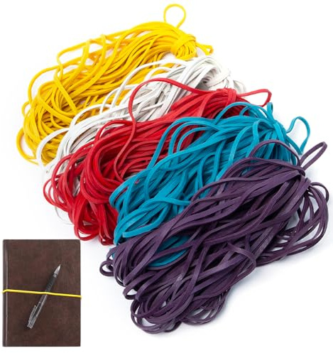 Keboyoe 200 Pezzi Grandi Elastici Ufficio 180X3 mm Colorati Elastico Gomma | Grande Diametro Elastici Gomma Rosso Bianco Blu Giallo Viola per Scuola Ufficio e Domestica Organizzazione dei File