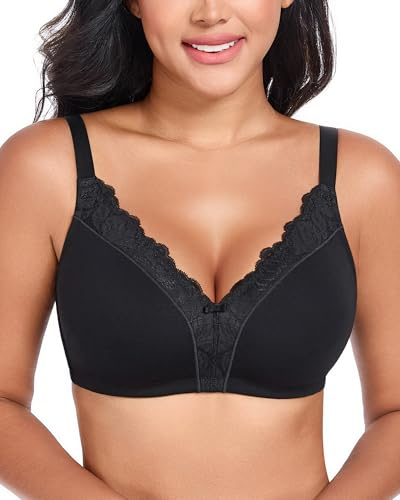 DotVol Reggiseno da Donna in Cotone Senza Ferretto con Coppe morbide e Pizzo su Tutto Il perimetro Taglie Intimo Comodo