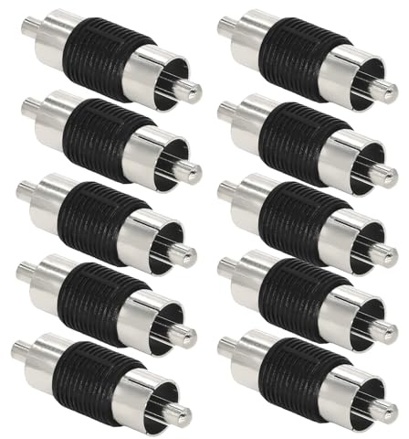 Ahoaepy 10PCS RCA Coupler Connector, RCA Male to Male Audio AV Adapters TV Connector Compatible for Audio/Video Signal Interface, Audio Cable, etc
