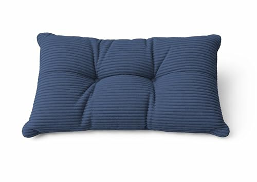 POKAR Stuhlkissen Rückenkissen 60x40x10 cm Loungekissen aus Cord | Rückenlehne Outdoor für Gartenstuhl und Rattanmöbel | Rückenpolster für Gartenmöbel | Öko Tex Zertifiziert | Made in EU | Marineblau