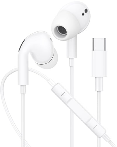 USB C Headphones with Cable for iPhone 17 16 15, In-Ear Cable Headphones Samsung S26 S25 S24 S23 S22 Plus/Ultra A56 A16 A36, USBC Earphones HiFi Stereo with Microphone for iPad Pro/Mini/17Air/Max