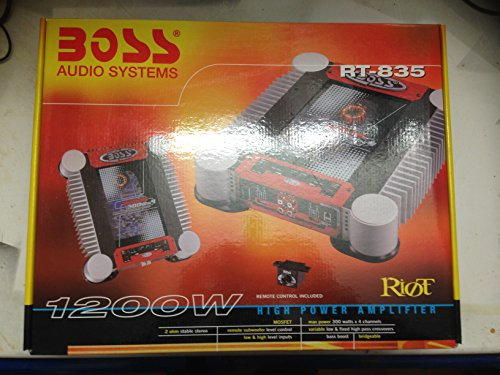 Boss RT835, 4 canali, amplificatore a Mosfet, Riot Series-Telecomando per Subwoofer, 4 x 150 W RMS @4 ohms stereo, 300 x 4 W RMS @stereo 2 ohm 2 x 600 Watt RMS @2 ohms mono