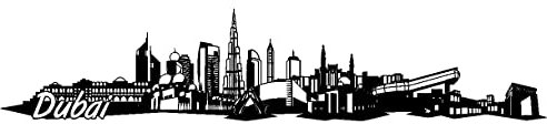 Samunshi® Dubai Skyline Wandtattoo 120 x 25cm schwarz