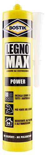 Bostik Legno Max Power innovativo adesivo per incollare il legno, senza poliuretani, extra forte e impermeabile, Cartuccia 380g Beige