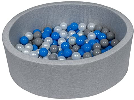 Velinda Piscine a balles pour Enfant, Aire de Jeu + 150 balles (Couleurs des balles: Perle, Bleu, Gris)