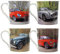 Lesser & Pavey LP93218 Leonardo Collection Set of 4 China Coffee Mugs Set With Collector Antique Cars
