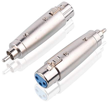 S SIENOC Chapado en Níquel RCA (M) a XLR (F) Adaptador, RCA Masculino a XLR Hembra Conector de metal Plata (RCA (M) - XLR (F), 2 Pieza)