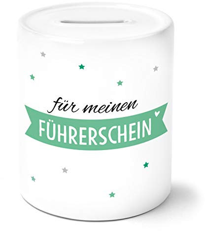 OWLBOOK Führerschein Kasse Spardose Personalisiert mit Namen Geschenke Geschenkideen für Jungs und Mädchen zum Geburtstag