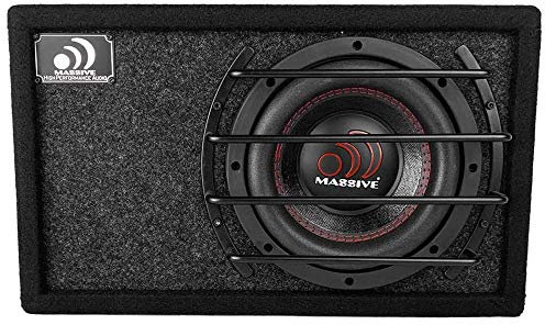 Massive Audio BG6 6.5 500W Dual 2 Ohm Pre-Loaded Subwoofer Enclosure - Black, Industrial Style Car Mount Subwoofer
