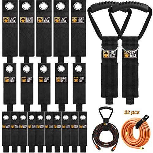 22 Pieces Extension Cord Storage Straps, 4 Size Multi Pack Orgnization Cable Holder, Utility Wall Mount Wrap Ties for Trousers, Garage, Power, RV, Boat, Rope Gadget Management, Hook & Loop Hanger