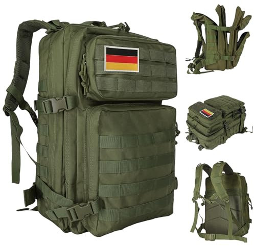 Oreunik Militär Rucksack Herren,45L Wasserdicht Taktischer Bundeswehr Rucksack Molle Rucksäcke Survival Backpack für Wandern im Freien Trekking Camping Wandern Angel Reise Arbeit (Grün)