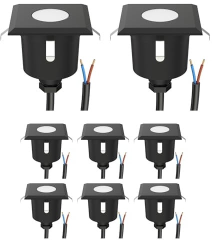 ledscom.de 8 Stück LED Bodeneinbauleuchte AGENA für außen, IP65, schwarz, eckig, 6 x 6cm, warmweiß