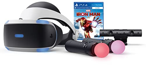PlayerO Play-Station VR Marvel's Iron Man VR Bundle: Headset, Camera, 2 Move Motion Controllers, Digital Code for PS-4 PS-5, White