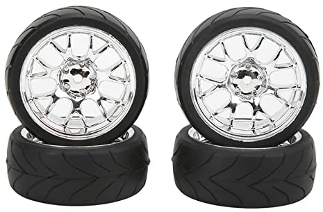 VGEBY RC-Autoreifen, 4 STÜCKE 1/10 Starke Dämpfung RC-Reifen Hohe Abriebfestigkeit RC-Auto-Gummireifen Geeignet für die Meisten 1/10-Flachsportwagen(B-Reifen) Auto Modelle