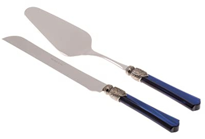 Rivadossi Vittoria Blu - Set di Pala e Coltello per Torta, 2 Pezzi - 100% Made in Italy, Artigianalità e Design - Acciaio Inox 18/10